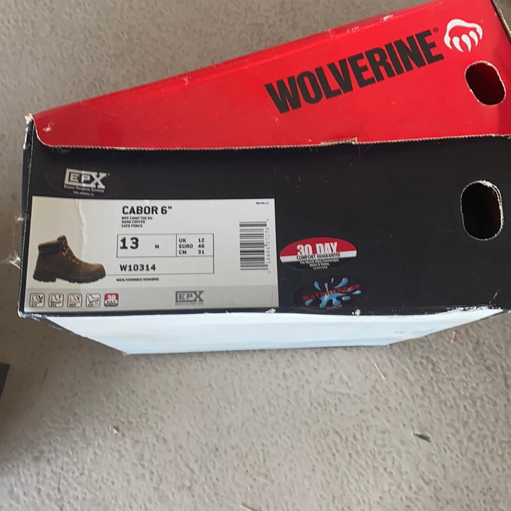 Wolverine composite toe men’s 13m work boot. NIB